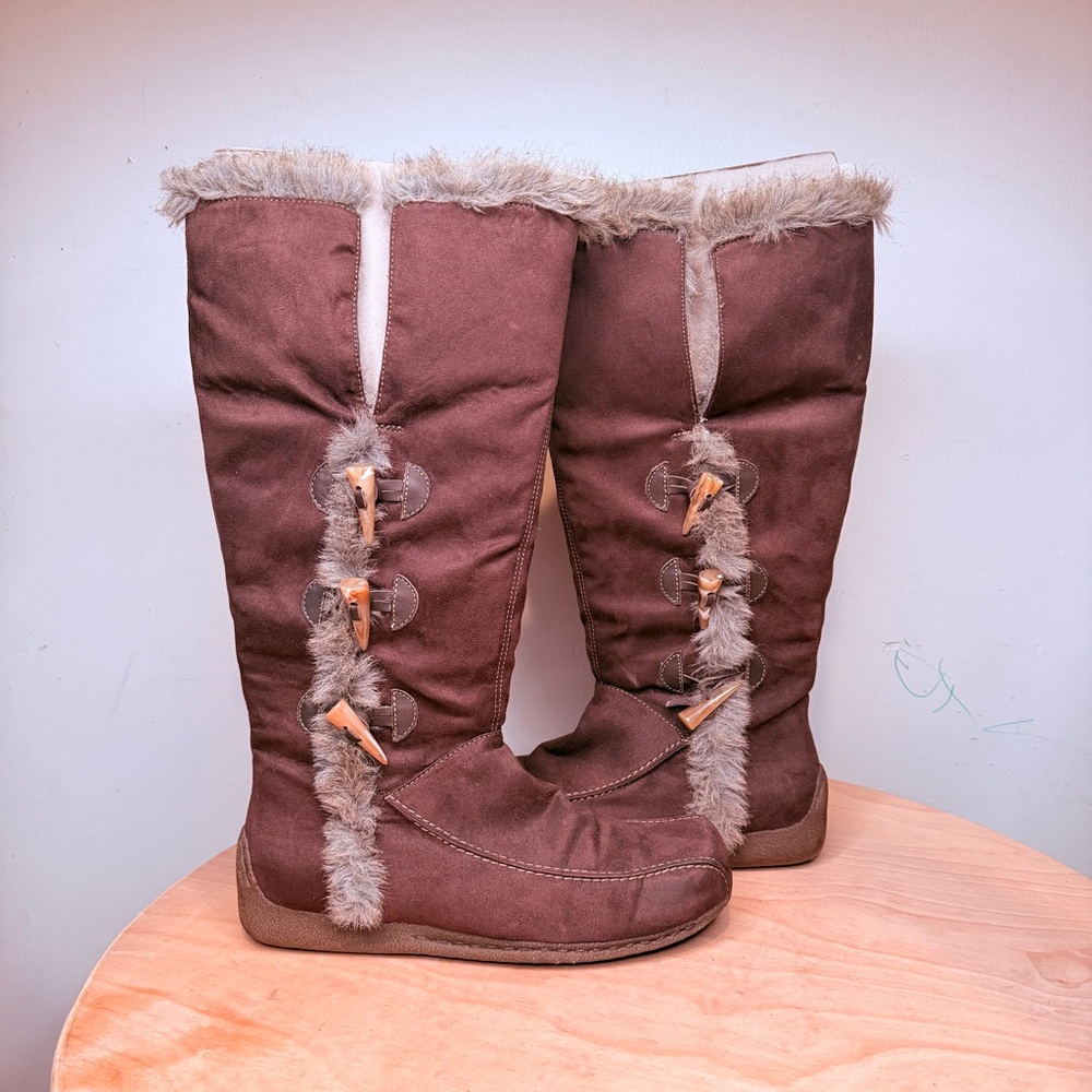 Dr. Scholl’s Square Toe Mid-Calf Winter Boots with Faux Fur Womens Size 10